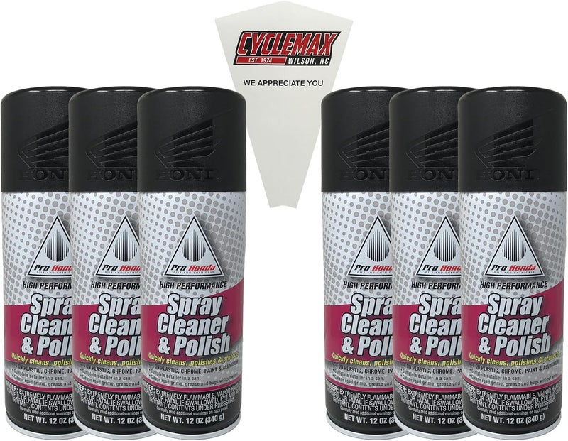 CYCLEMAX Six Pack compatible with Honda Spray Cleaner & Polish 08732-SCP00 Contains Six 12oz Cans and a Funnel - Image 1